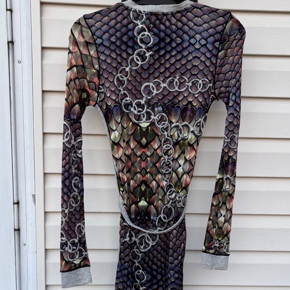 Custo Barcelona Ladies Multicolor Scaled Long Sleeve Button Cardigan-S - Picture 6 of 7